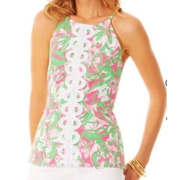 Lilly Pulitzer Tops - Lilly Pulitzer Annabelle Halter Tank in Forgot My Trunks Print Size‎ 0